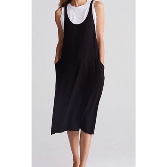 Eileen Fisher A-line midi jersey Jumper Dress sz L Lagenlook pockets layered - Picture 12 of 12
